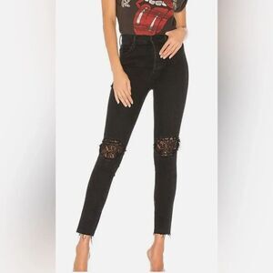 MOTHER denim sz 26 The Super Stunner Jeans Ankle Fray in Baa Baa Black Sheep